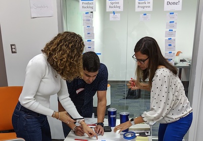 An agile team working together