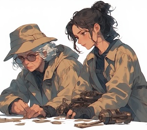 Two women: a detective and a mechanic, are trying to diagnose a situation.